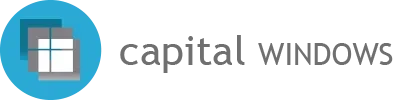 Logo featuring blue circle with window graphic and "capital WINDOWS" in grey text.